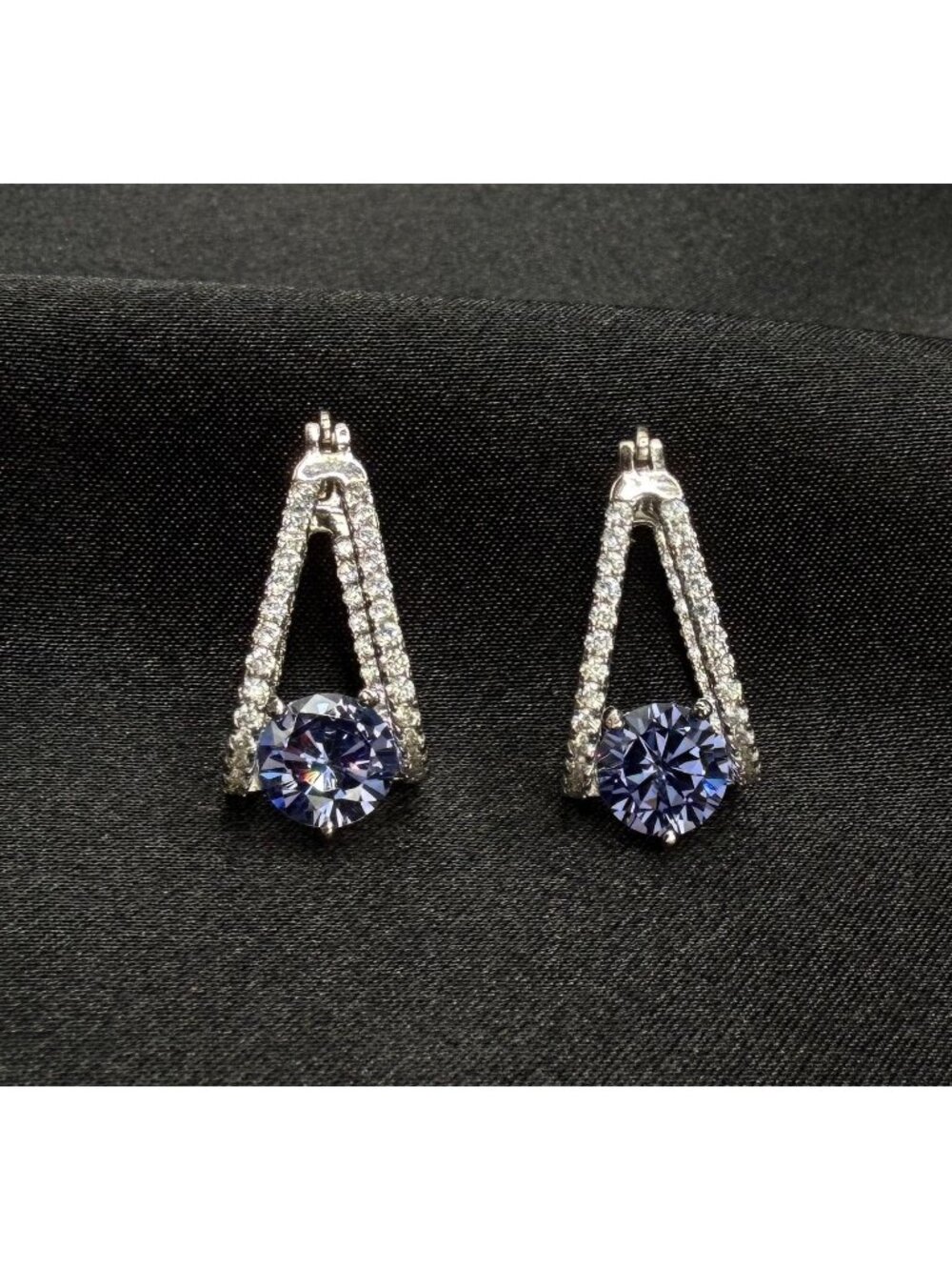 925 Sterling Silver Tanzanite Drop Earrings